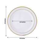 10-Pack Plastic Dinner Plates White with TrÃ¨s Chic Gold Rim - Perfect Disposable Party Plates 10"