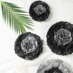 Set of 6 Charcoal Gray Carnation 3D Paper Flowers Wall Decor - 7",9",11"