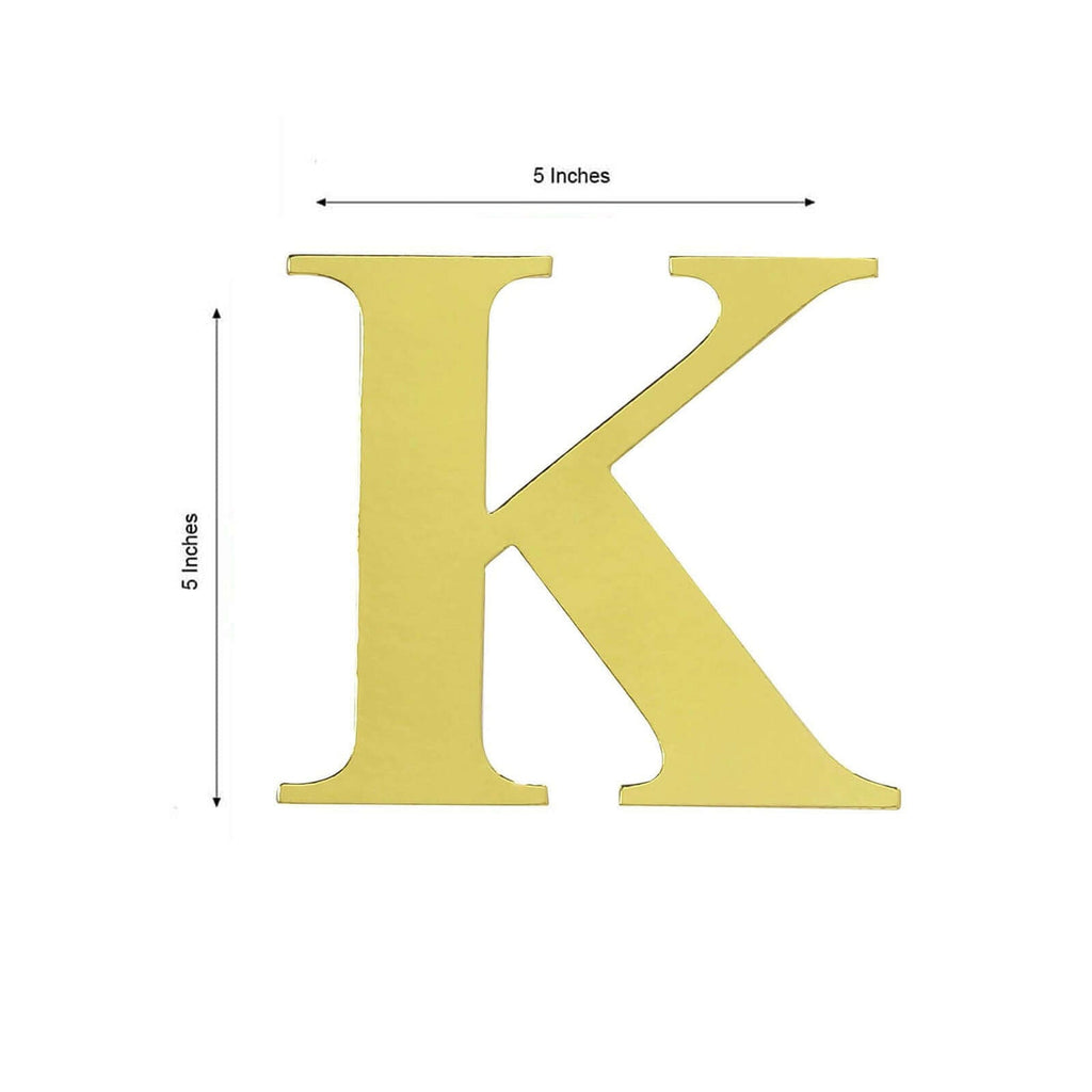 4 Pack 5" Metallic Gold Alphabet Stickers Banner, Customizable Stick on Gold Letters - K
