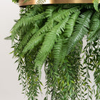Large Faux Greenery Hoop Chandelier â€“ 24" Gold Ring with 42" Draping Fern for Boho or Garden - Themed Events - Bell Racket Store