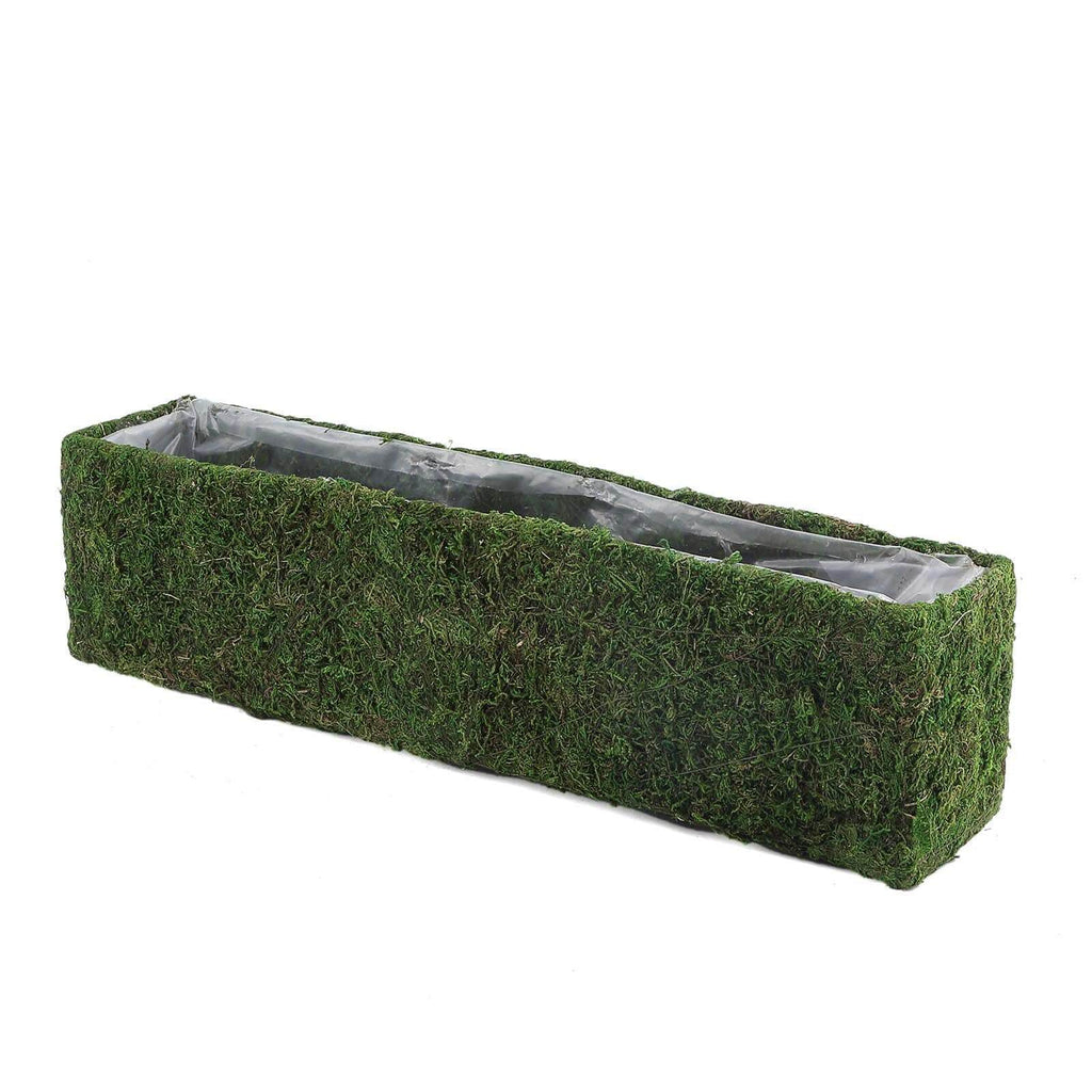 Metal Planter Box Rectangle with Inner Lining Green Preserved Moss - Rustic Flower Basket Decor 23"