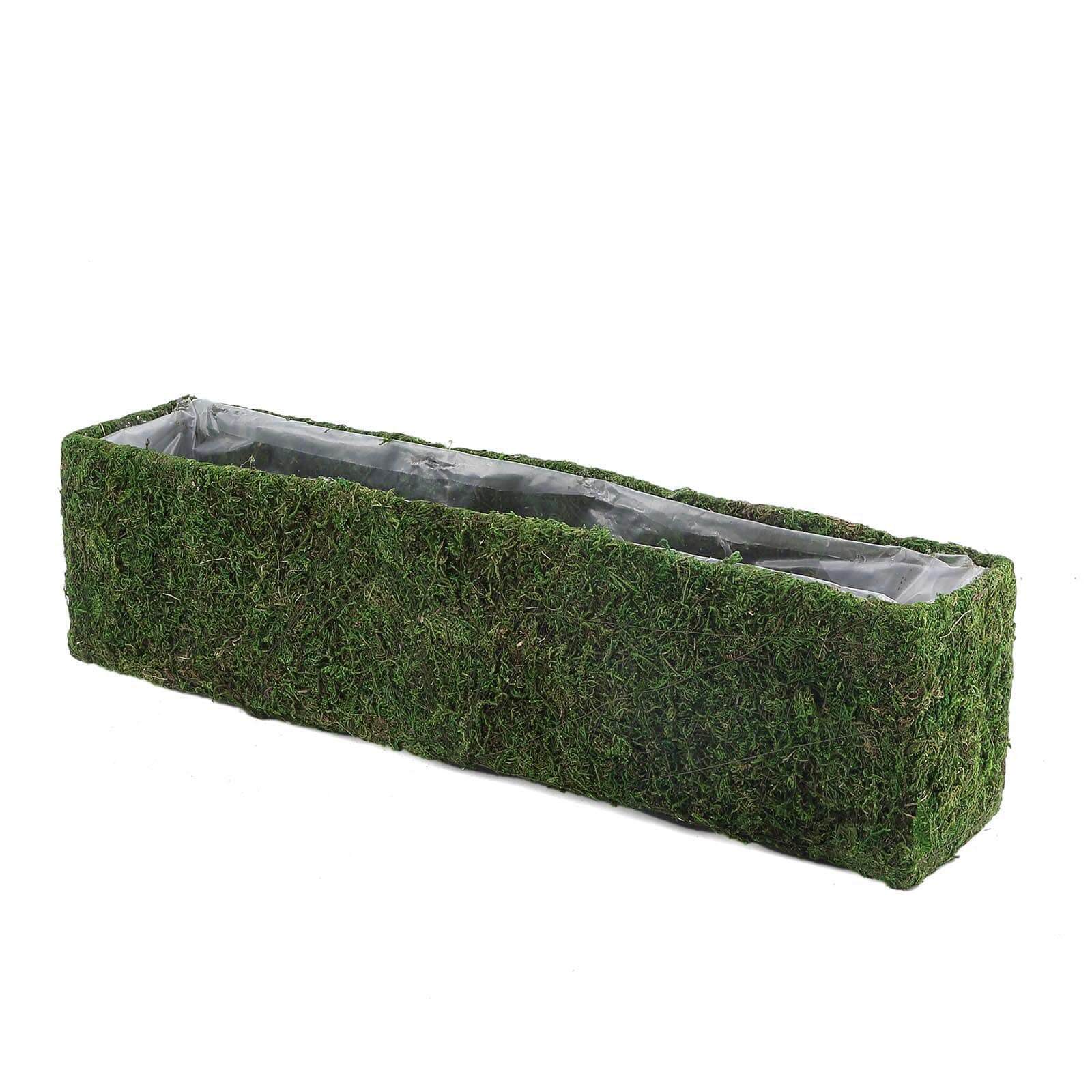 Metal Planter Box Rectangle with Inner Lining Green Preserved Moss - Rustic Flower Basket Decor 23"