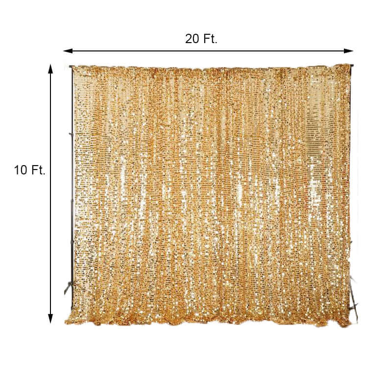 20ftx10ft Gold Big Payette Sequin Event Curtain Drapes, Backdrop Event Panel