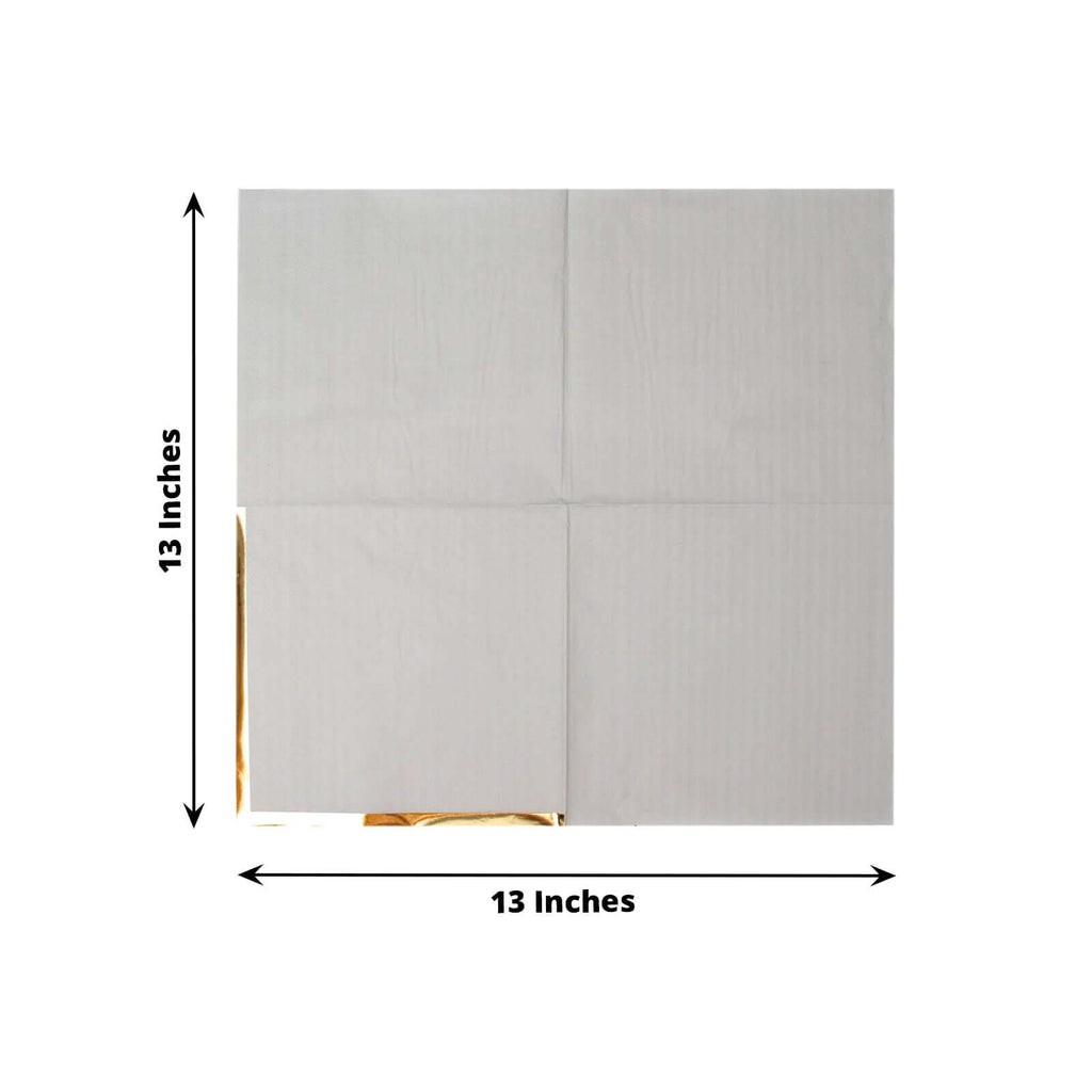 50-Pack Paper Beverage Napkins with Gold Foil Edge Gray - Disposable 2 Ply Cocktail Napkins for Events 6.5"x6.5"