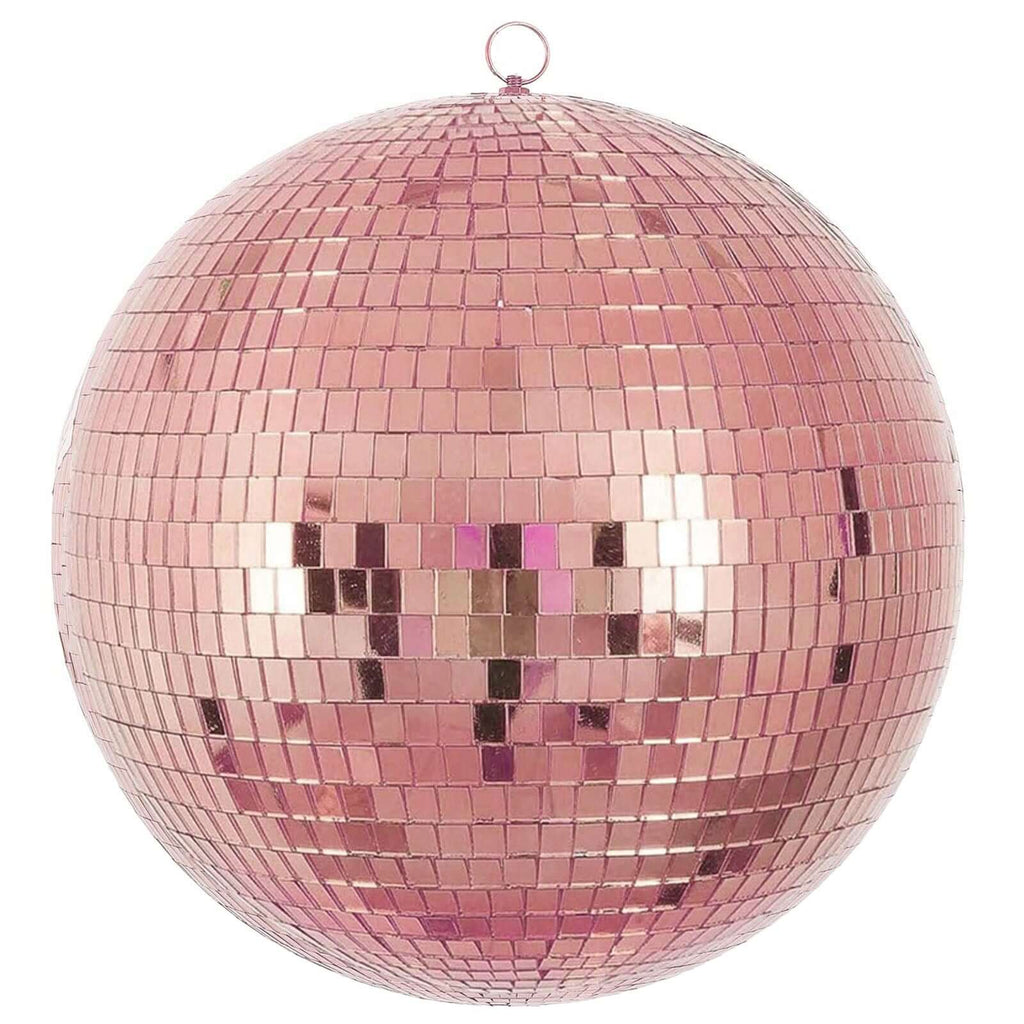 16" Large Rose Gold Foam Disco Mirror Ball With Hanging Swivel Ring, Holiday Party Decor