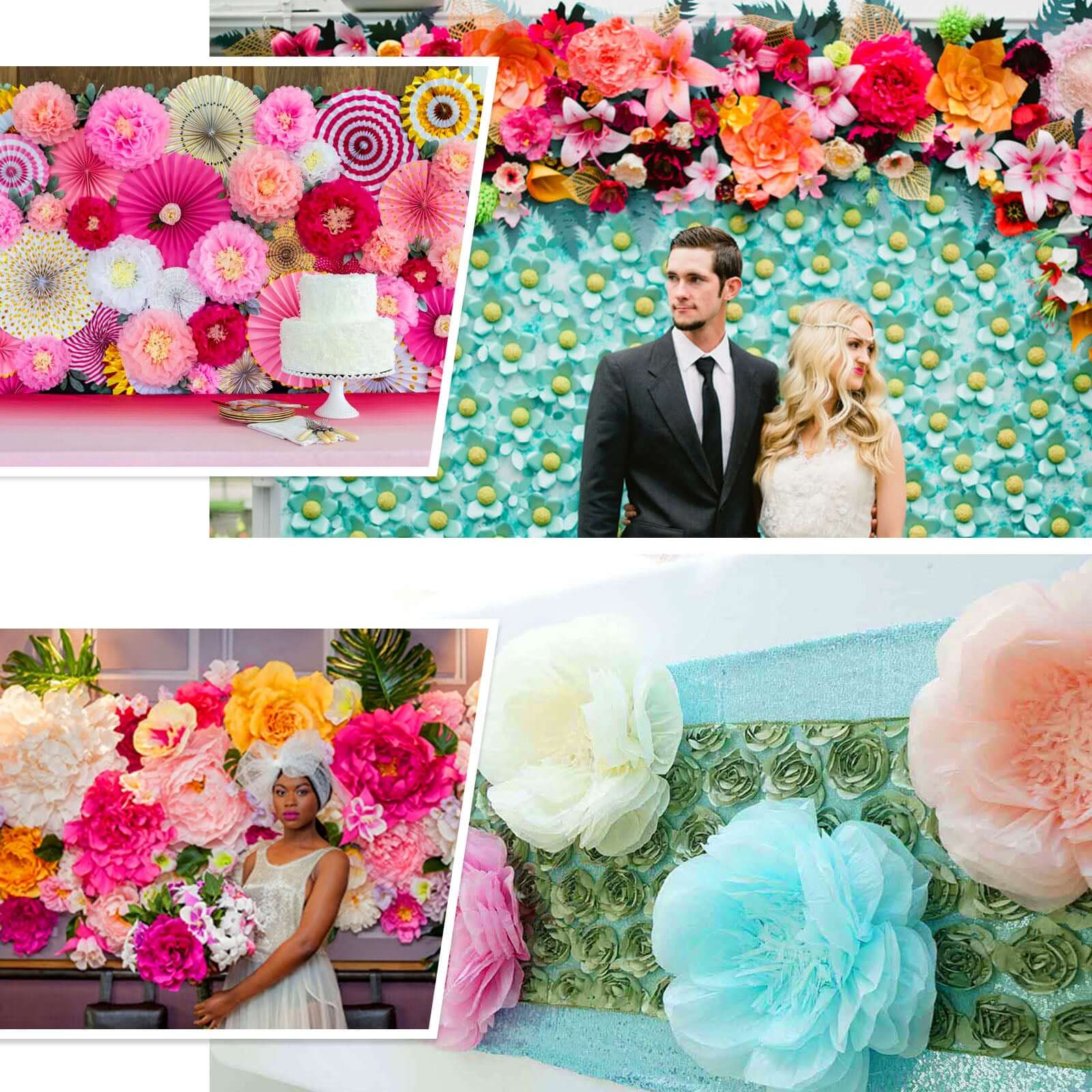 Set of 2 Light Blue Carnation 3D Wall Giant Tissue Paper Flowers - 12",16"