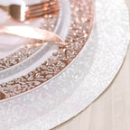 6-Pack Placemats Glitter Design Iridescent Sparkle Round - Non-Slip Decorative Dining Table Mats 13"
