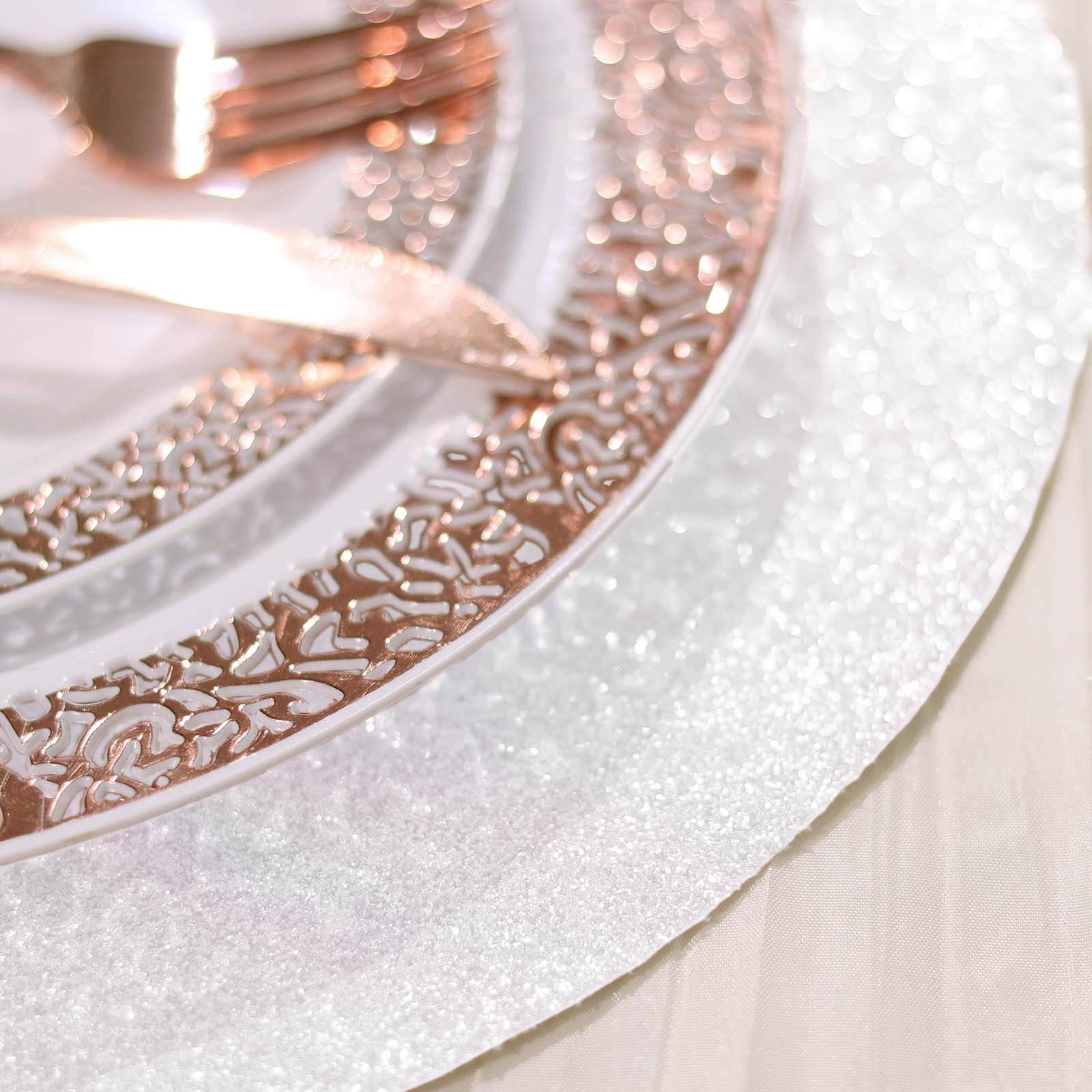 6-Pack Placemats Glitter Design Iridescent Sparkle Round - Non-Slip Decorative Dining Table Mats 13"