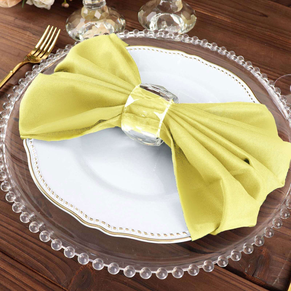 5 Pack Polyester 20"x20" Napkins Yellow - Wrinkle Resistant & Easy Care Cloth Napkins