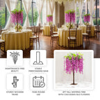 Lavender Lilac Artificial Wisteria Tree â€“ 4ft Cascading Silk Flowers with Natural Trunk for Weddings, Receptions & Event Centerpieces - Bell Racket Store