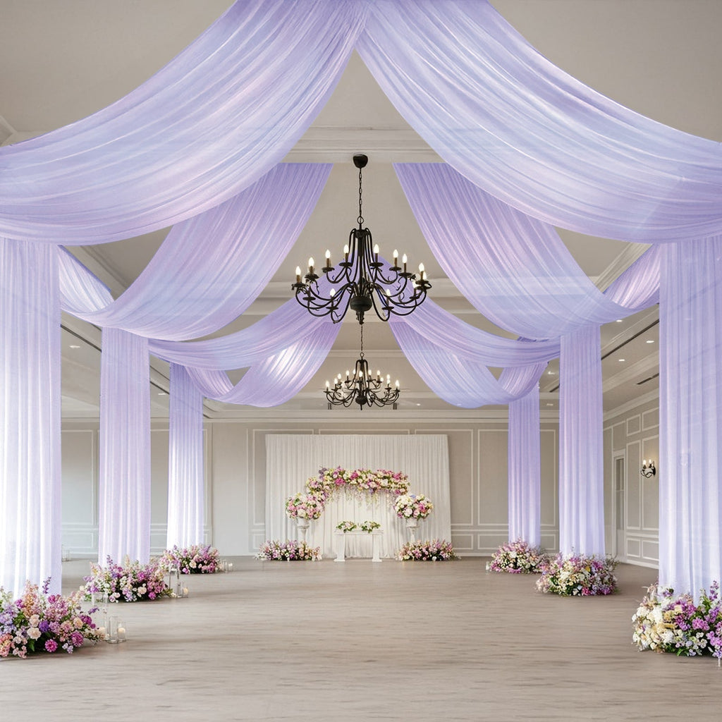 Lavender Lilac Sheer Backdrop Drape â€“ 5ftx32ft Wedding Arch & Ceiling Decor Panel, Wrinkle Free with Soft Shimmer - Bell Racket Store