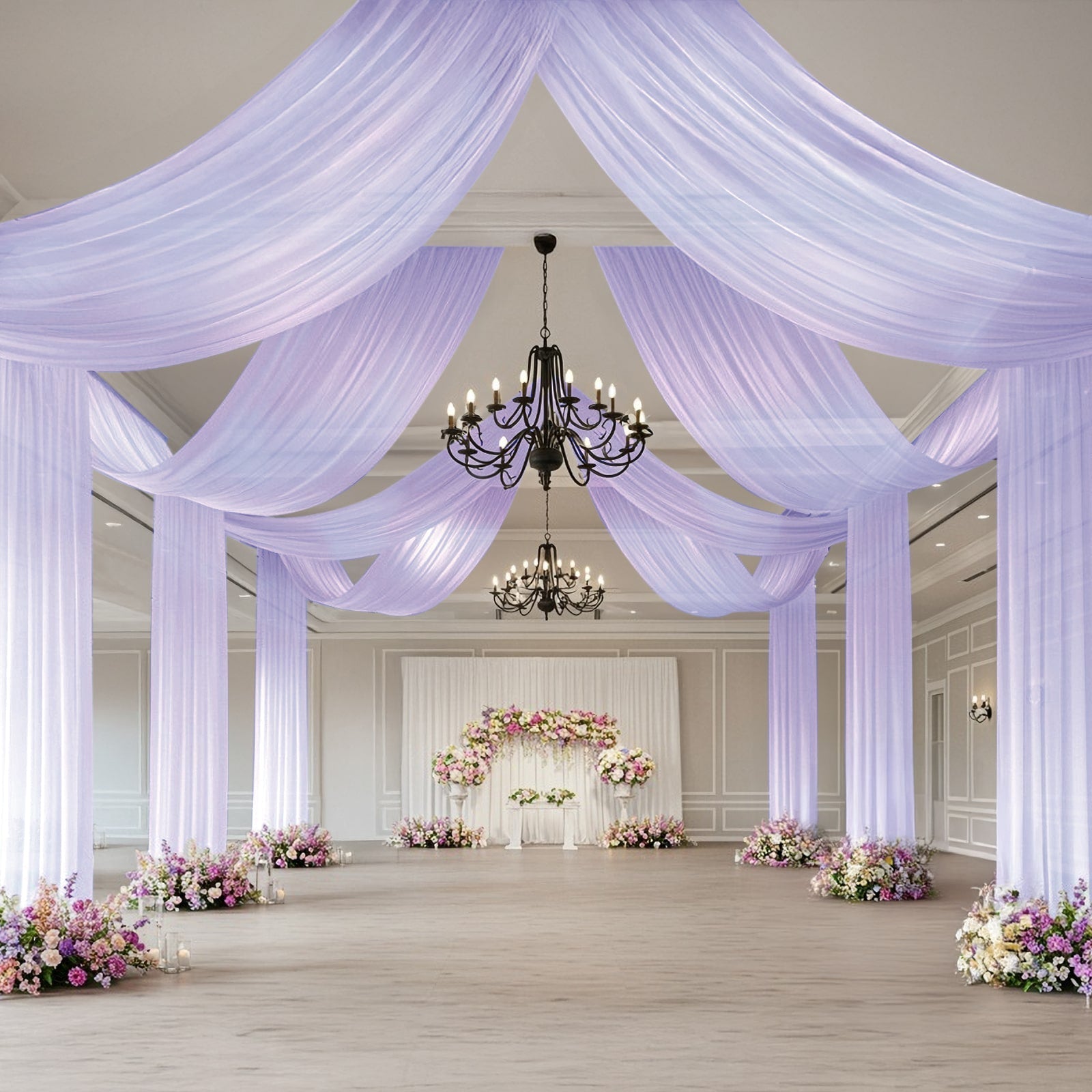 Lavender Lilac Sheer Backdrop Drape â€“ 5ftx32ft Wedding Arch & Ceiling Decor Panel, Wrinkle Free with Soft Shimmer - Bell Racket Store