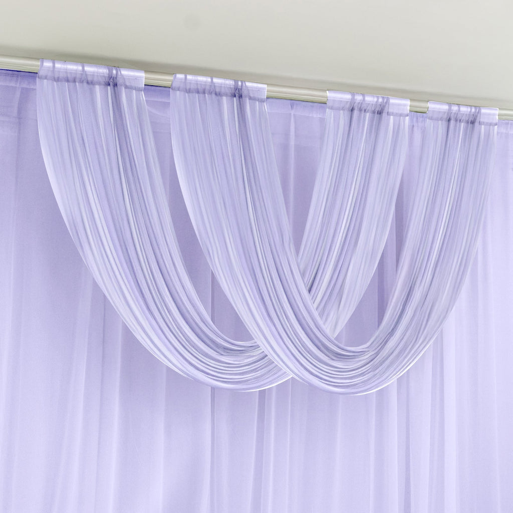 Lavender Lilac Sheer Chiffon Valance Curtain 4ft x 5ft â€“ Wedding Arch Drape with Rod Pocket, Voile Backdrop Panel - Bell Racket Store