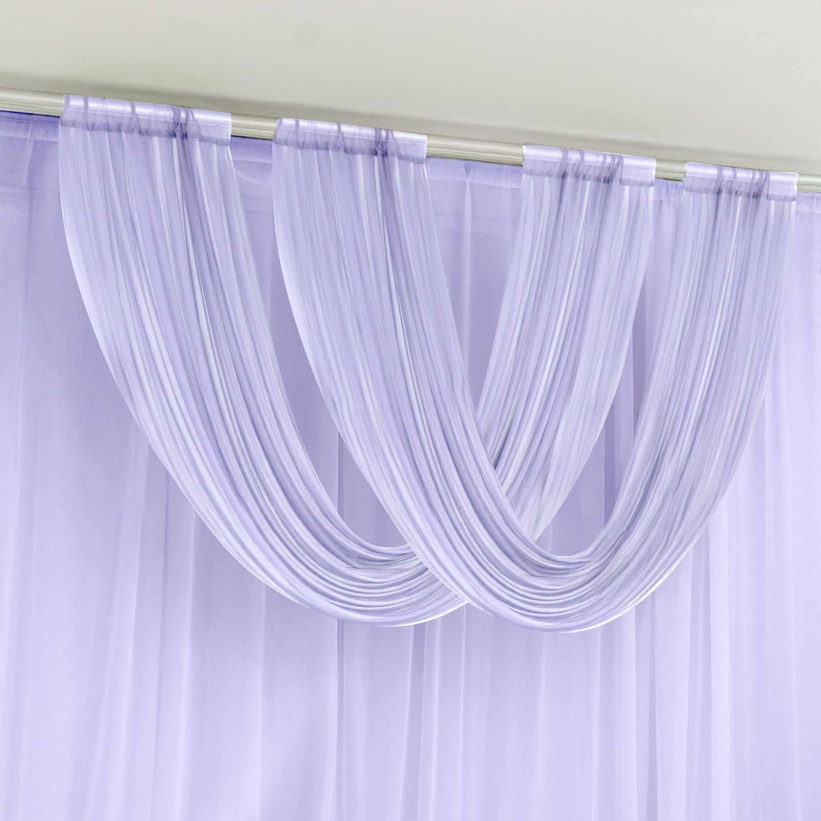 Lavender Lilac Sheer Chiffon Valance Curtain 4ft x 5ft â€“ Wedding Arch Drape with Rod Pocket, Voile Backdrop Panel - Bell Racket Store