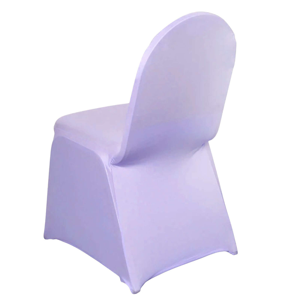 Spandex Chair Cover for Banquet Chairs Lavender Lilac - Stretch 160GSM Fabric with Slip-On Slipcover