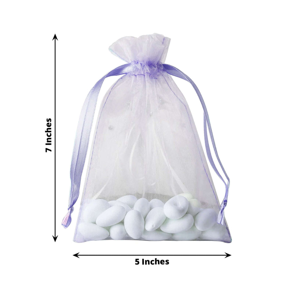 10 Pack 5"x7" Lavender Lilac Organza Drawstring Wedding Party Favor Gift Bags
