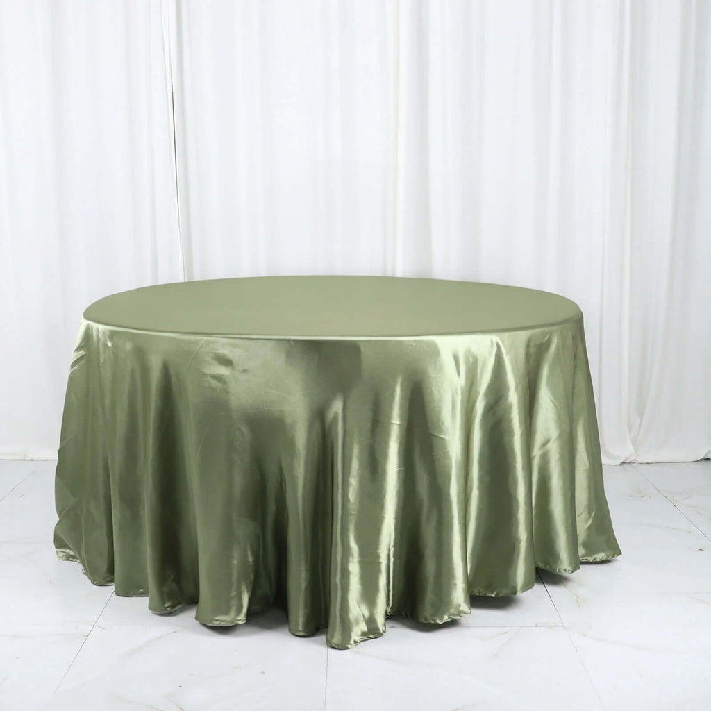 Satin 120" Round Tablecloth Dusty Sage Green - Stylish Seamless Table Cover