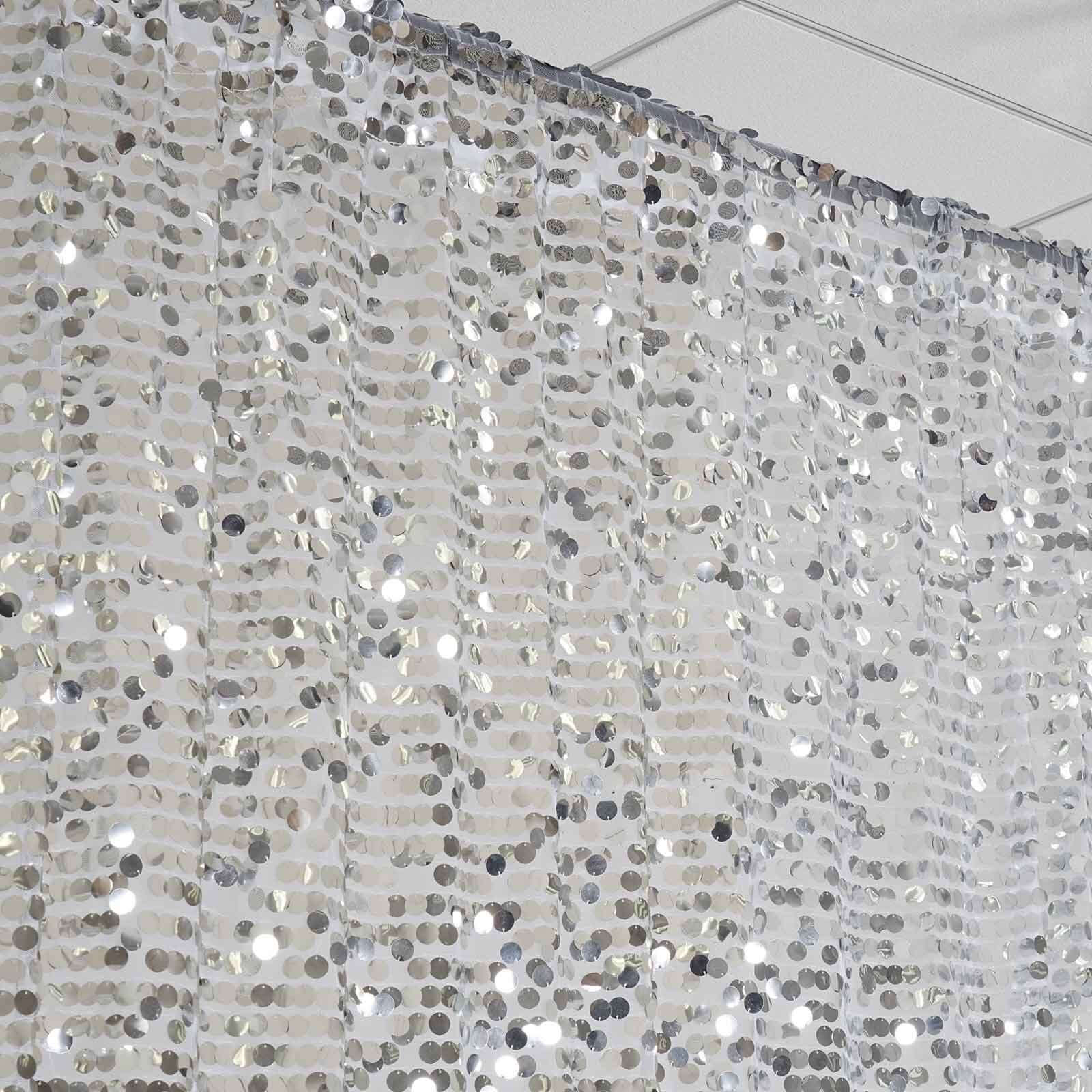 20ftx10ft Silver Big Payette Sequin Event Curtain Drapes, Backdrop Event Panel