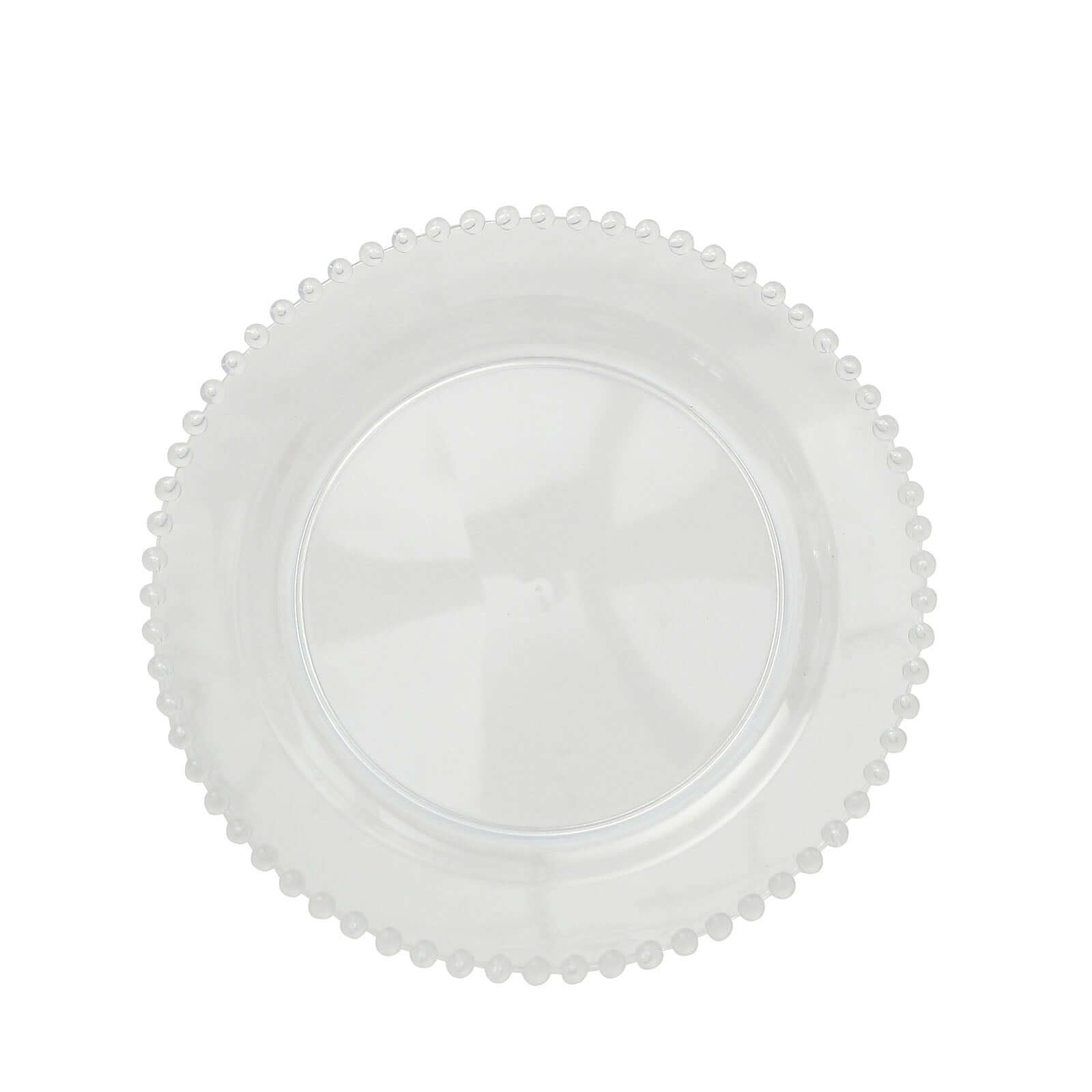 10-Pack Plastic 10" Round Dinner Plates in Clear with Beaded Rim - Disposable Party Plates for Banquets & Festive Occasions