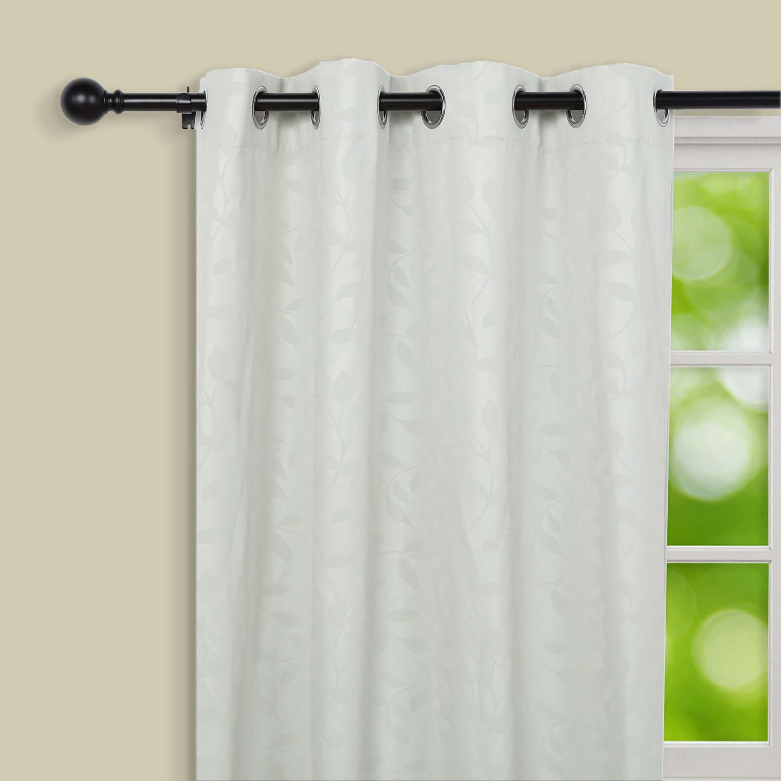 42"-126" Adjustable Curtain Rod Sets, Black, Round Finials