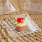 12-Pack Appetizer Plates Mini Square Design Clear - Plastic Disposable Plates for Desserts 4"