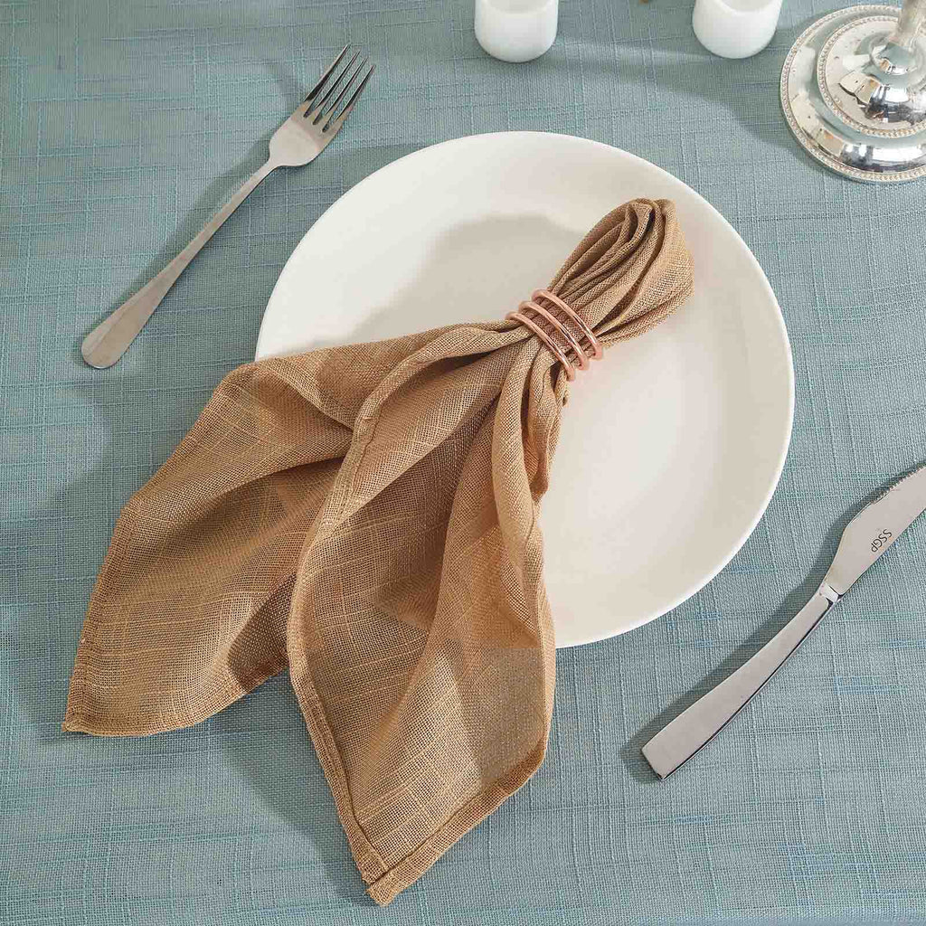5 Pack Faux Linen 20"x20" Napkins Natural - Slubby Textured & Wrinkle Resistant Cloth Napkins