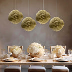 6 Pack 8" Gold Tissue Paper Pom Poms Flower Balls, Ceiling Wall Hanging Decorations