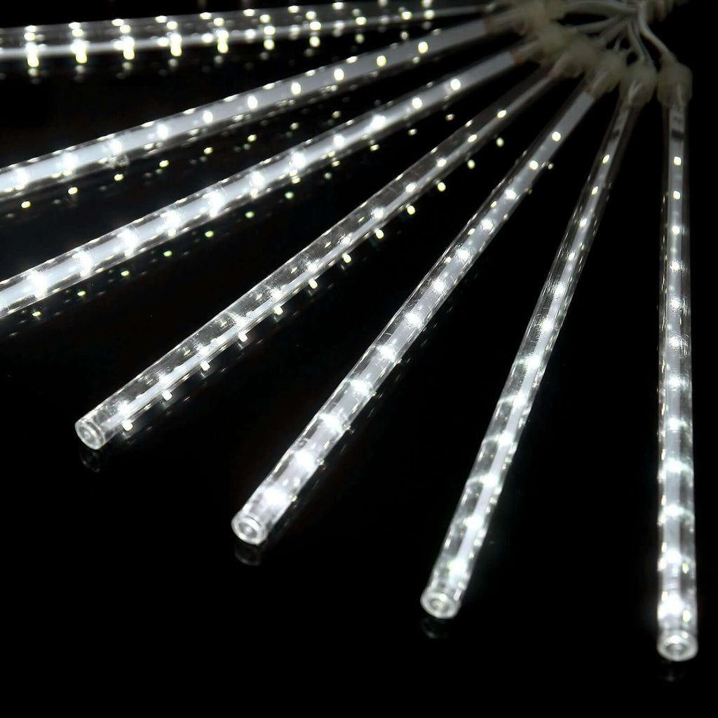 8 Tubes LED Hanging String Lights Icicle Design Clear - Waterproof Snowfall Effect 12"