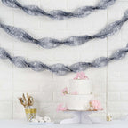 3 Rolls 28ft Silver Ruffled Tissue Paper Party Streamers, Crepe Paper Backdrop Decorations