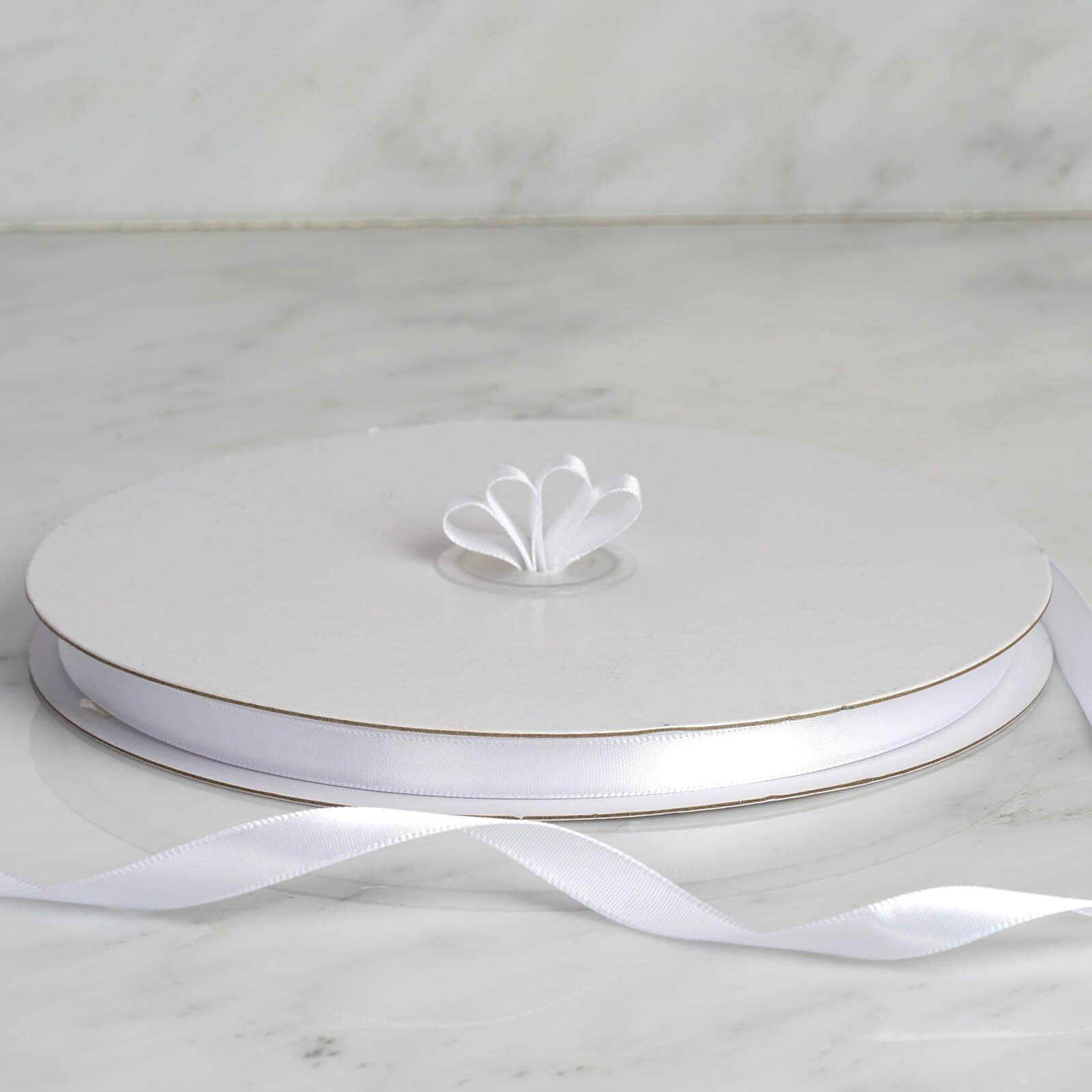 100 Yards 3/8" White Single Face Decorative Satin Ribbon