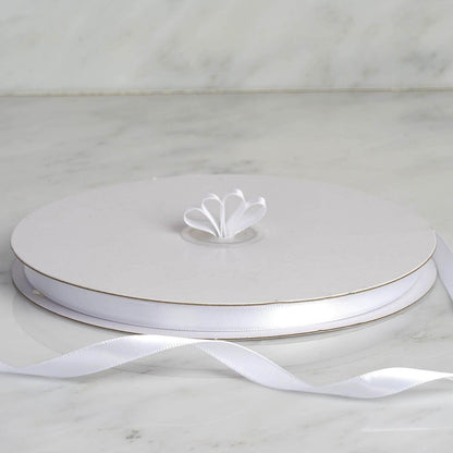 100 Yards 3/8" White Single Face Decorative Satin Ribbon