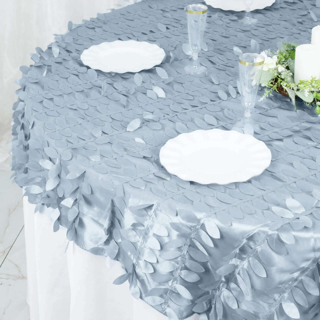 Taffeta 72"x72" Table Overlay Square Tablecloth Dusty Blue - 3D Leaf Petal Table Cover