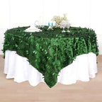 Taffeta 90"x90" Table Overlay Square Tablecloth Green - Leaf Petal Design for Stylish Celebrations