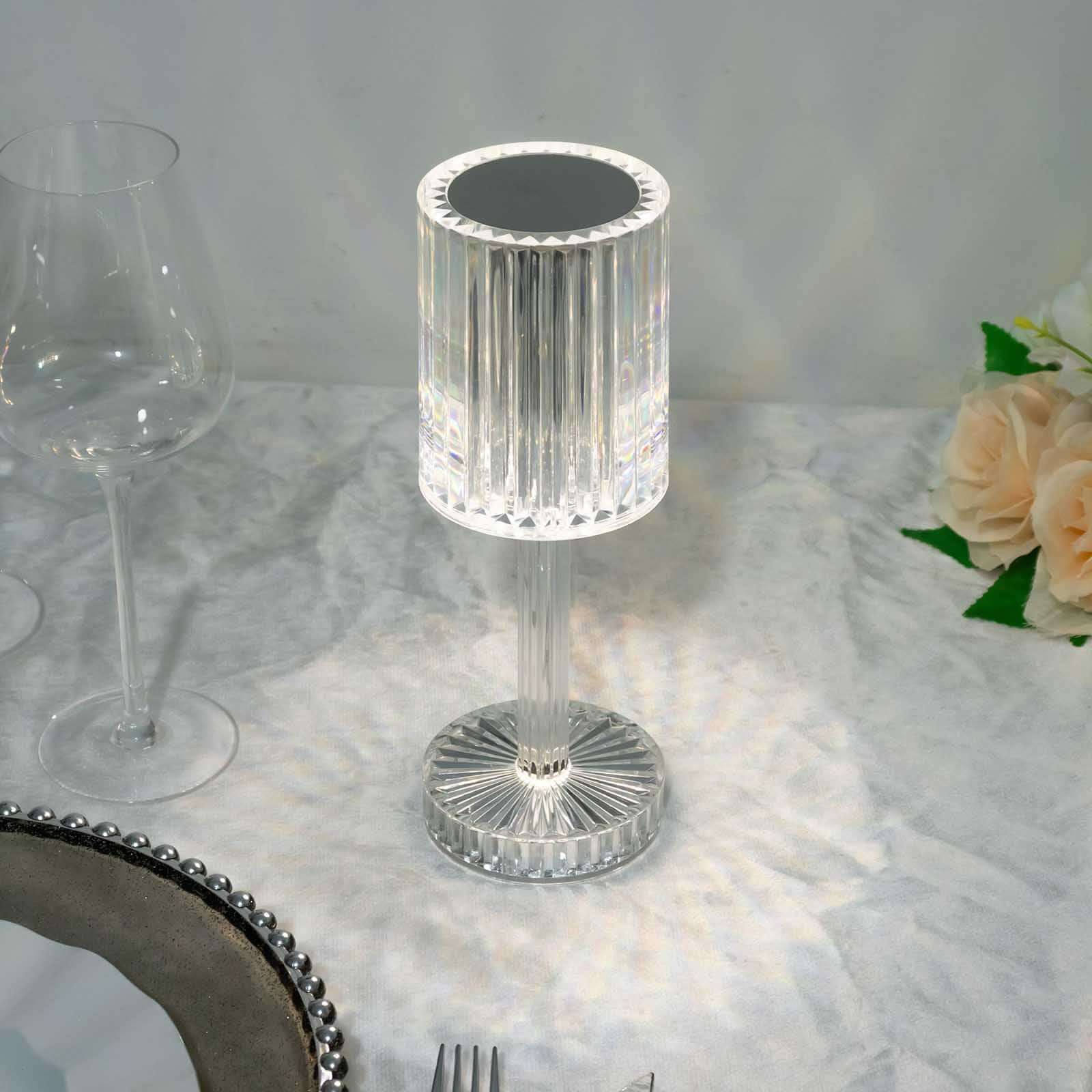 LED Acrylic Table Lamp Cylinder Design Color Changing - Rechargeable Cordless RGB Touch Control Light 10" - Bell Racket Store