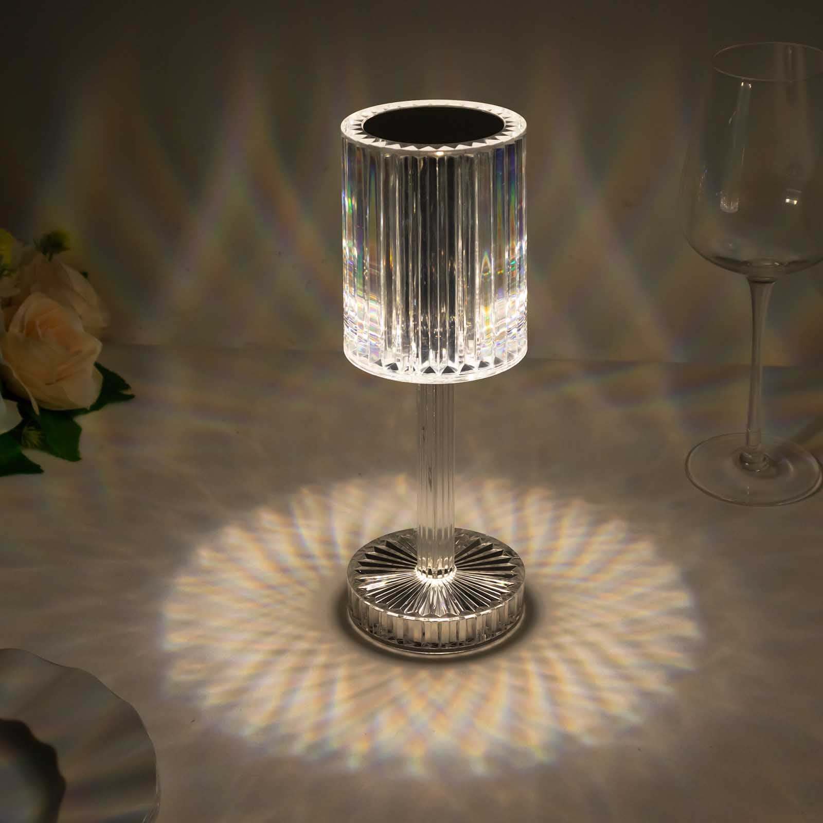 LED Acrylic Table Lamp Cylinder Design Color Changing - Rechargeable Cordless RGB Touch Control Light 10" - Bell Racket Store