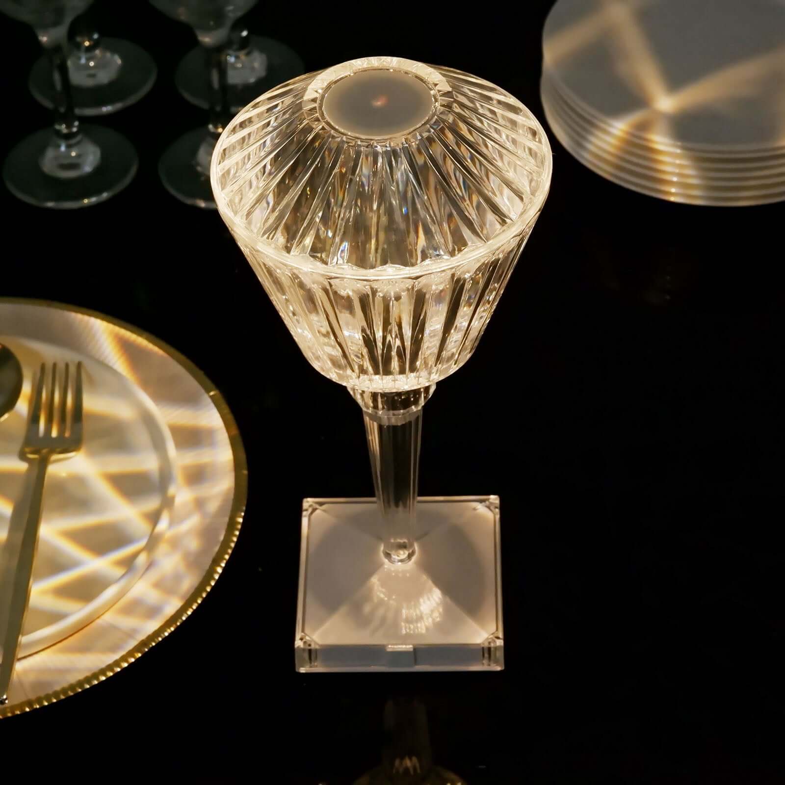 LED Acrylic Table Lamp Prism Design Color Changing - Rechargeable Cordless Touch Control Accent Light 10" - Bell Racket Store