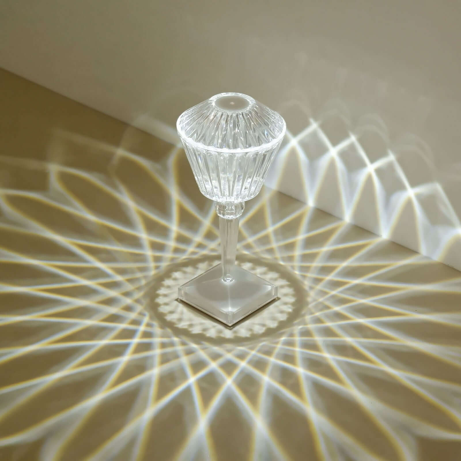 LED Acrylic Table Lamp Prism Design Color Changing - Rechargeable Cordless Touch Control Accent Light 10" - Bell Racket Store