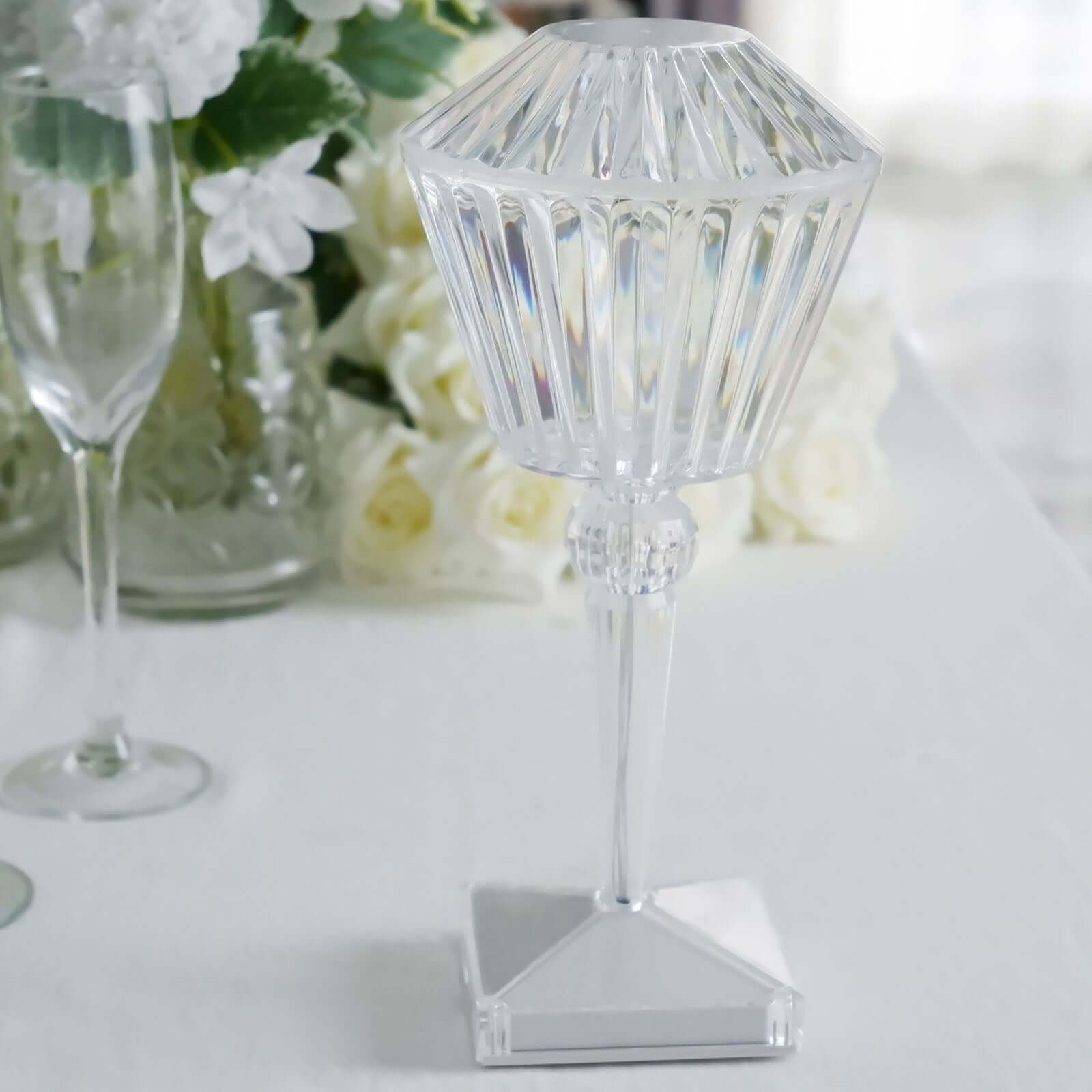 LED Acrylic Table Lamp Prism Design Color Changing - Rechargeable Cordless Touch Control Accent Light 10" - Bell Racket Store