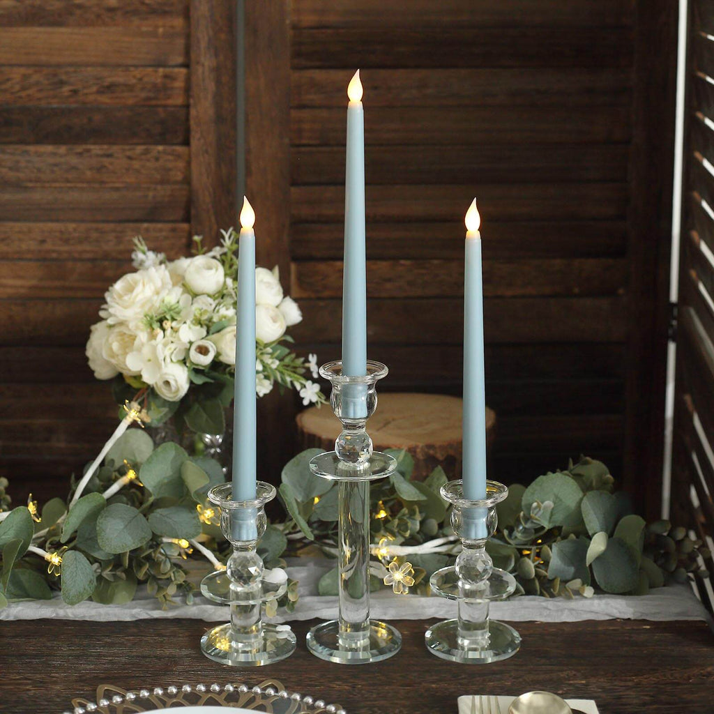 3-Pack LED Decorative Lighting Warm Flickering Dusty Blue - Flameless Taper Candles 11"