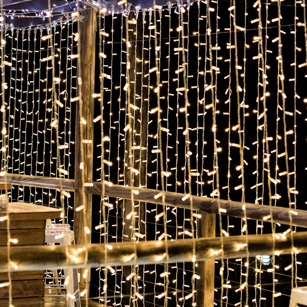 LED Curtain Fairy Lights 10ft x 50ft â€“ Warm White 1500 LED Plug - In String Lights, 8 Modes, End - to - End Connectable, Indoor/Outdoor Use - Bell Racket Store