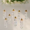 LED Hanging Crystal String Lights â€“ Gold Bell Frame with Prism Pendants, Warm White Plug - in Chandelier DÃ©cor - Bell Racket Store