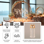 LED Hanging Crystal String Lights â€“ Gold Oval Frame with Teardrop Pendants, Warm White Plug - in Chandelier DÃ©cor - Bell Racket Store