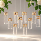 LED Hanging Crystal String Lights â€“ Gold Oval Frame with Teardrop Pendants, Warm White Plug - in Chandelier DÃ©cor - Bell Racket Store