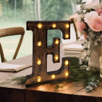 LED Marquee Letter "E" Industrial Style Antique Black - Light - Up Alphabet Sign for Weddings & Displays 9" - Bell Racket Store