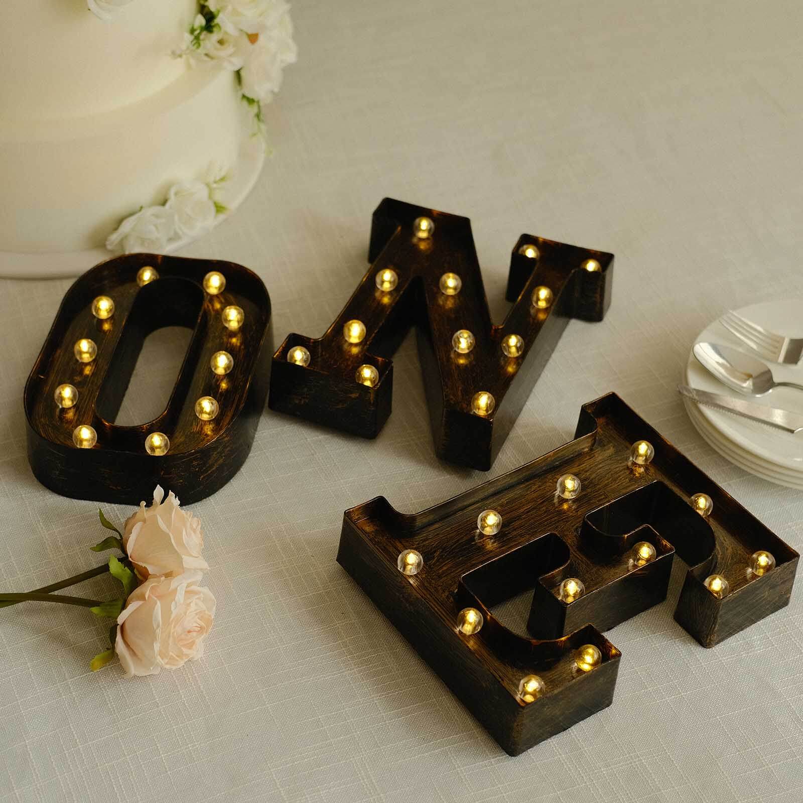 LED Marquee Letter "E" Industrial Style Antique Black - Light - Up Alphabet Sign for Weddings & Displays 9" - Bell Racket Store
