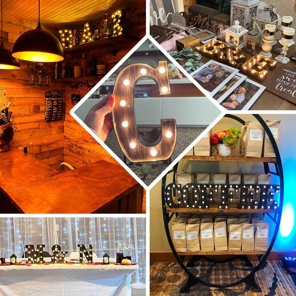 LED Marquee Letter "H" Industrial Style Antique Black - Light - Up Alphabet Sign for Weddings & Displays 9" - Bell Racket Store