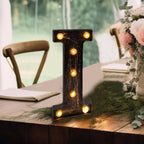 LED Marquee Letter "I" Industrial Style Antique Black - Light - Up Alphabet Sign for Weddings & Displays 9" - Bell Racket Store