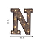 LED Marquee Letter "N" Industrial Style Antique Black - Light - Up Alphabet Sign for Weddings & Displays 9" - Bell Racket Store