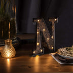LED Marquee Letter "N" Industrial Style Antique Black - Light - Up Alphabet Sign for Weddings & Displays 9" - Bell Racket Store