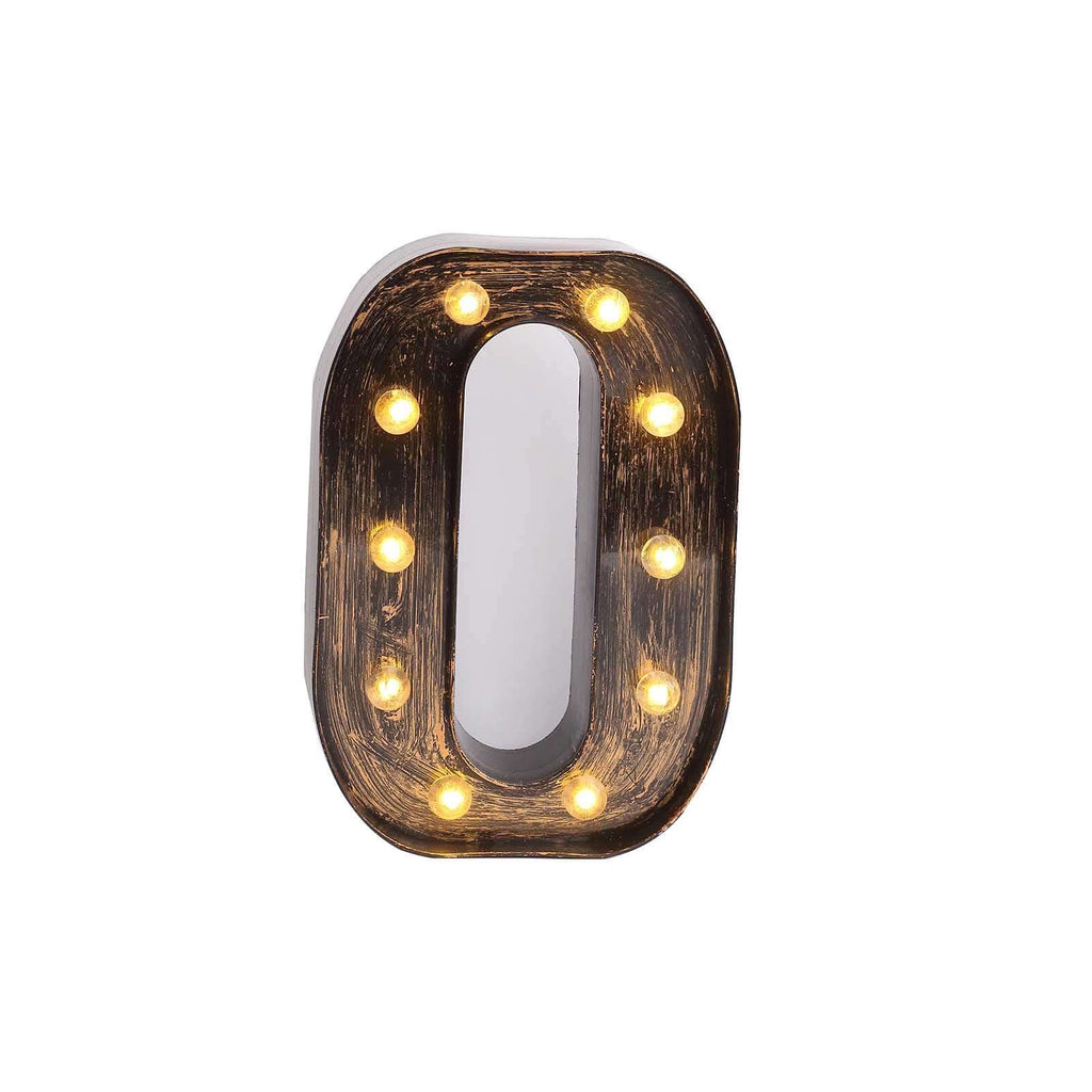 LED Marquee Letter "O" Industrial Style Antique Black - Light - Up Alphabet Sign for Weddings & Displays 9" - Bell Racket Store
